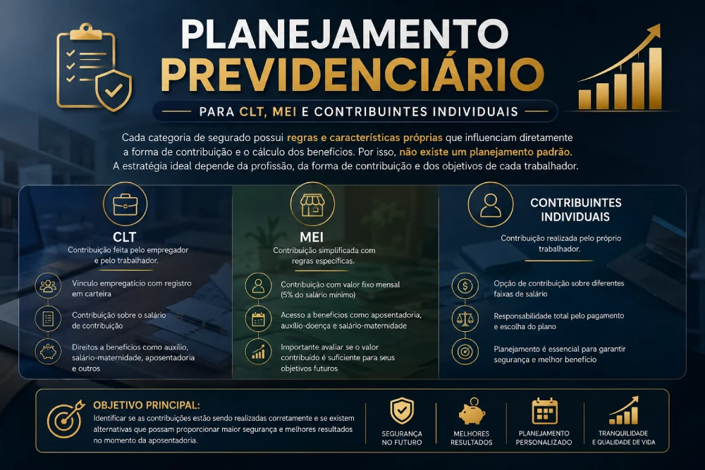 Profissionais de diferentes áreas planejando a aposentadoria