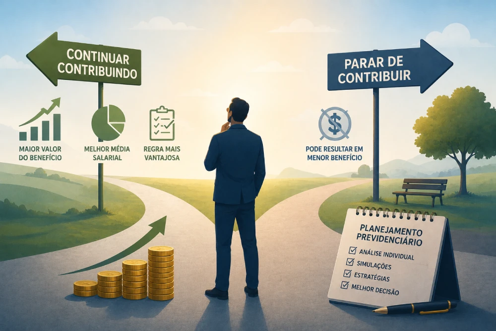 Trabalhador analisando contribuições para o INSS
